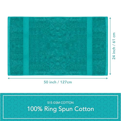 Pleasant Home Bath Towels Set of 6 (24” x 50”) 100% Cotton, Teal | 515 GSM | Lightweight, Soft & Highly Absorbent Luxury Towels for Bathroom | for Gym, Pool & Spa - color: Teal