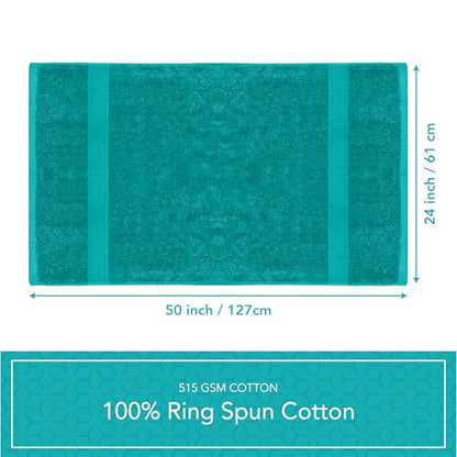 Pleasant Home Bath Towels Set of 6 (24” x 50”) 100% Cotton, Teal | 515 GSM | Lightweight, Soft & Highly Absorbent Luxury Towels for Bathroom | for Gym, Pool & Spa - color: Teal