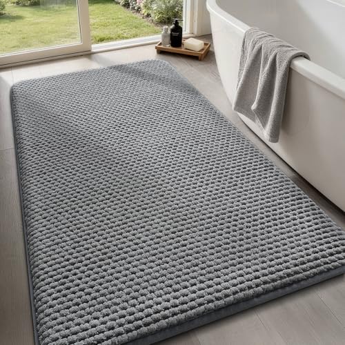 YIHOUSE Bathroom Rugs 24x36, Extra Thick Soft Absorbent Chenille Bath Rug Non-Slip Quick Dry, Machine Washable Bath Mats for Bathroom, Floor, Tub and Shower, Home Decor, Dark Grey - color: Dark Gray, size: 24" x 36"