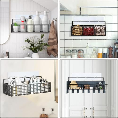 Shower Caddy Adhesive Replacement, 4 Pack Strong Adhesive Hooks, Water-Proof Shower Strips, No Drilling Sticky Pads for Corner Shelf Basket, Bathroom Storage Shelves, Kitchen Racks and Soap Holder