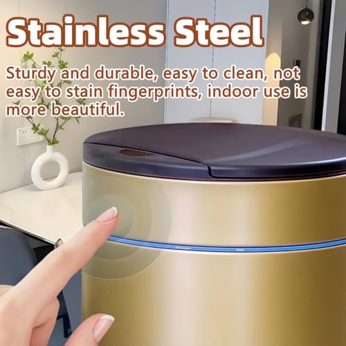 Smart Trash Can, Sensor Opening and Closing (1, Gold) | Automatic Trash Can for Living Room, Bedroom, Kitchen and Bathroom - color: Gold