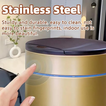 Smart Trash Can, Sensor Opening and Closing (1, Gold) | Automatic Trash Can for Living Room, Bedroom, Kitchen and Bathroom - color: Gold