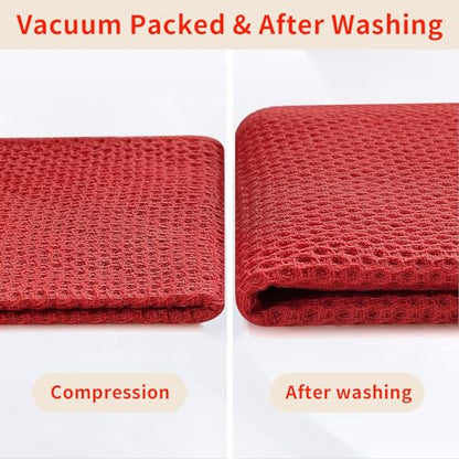 Homaxy 100% Cotton Waffle Weave Kitchen Towels, 15-Pack, Brick Red | Ultra Soft Absorbent Dish Towels, Quick Drying Cleaning Towels, 13 x 28 Inches - color: Brick Red, size: 13 x 28 - 15 Pack