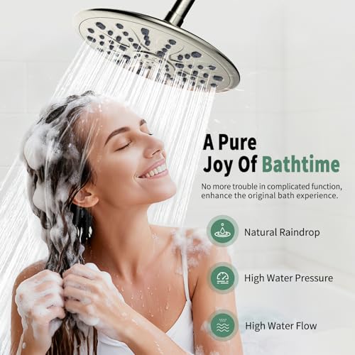SunCleanse Brushed Nickel 8.5'' Shower System w/Handheld & Valve Kit | 2-IN-1 Shower Faucet Set, 7-setting Handheld Shower Head, Rough-in Pressure-balanced Valve and Trim Kit