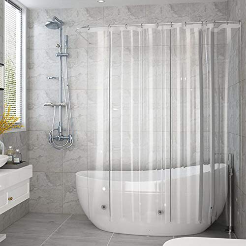 AooHome Extra Long Clear Shower Curtain Liner, 8 Gauge Eva Heavy Duty Classic Shower Liner with Hooks, Bottom Magnets, Water Repellent, Rust Proof Grommets, 72x86 Inches - color: Clear, size: 72"W x 86"L (Pack of 1)