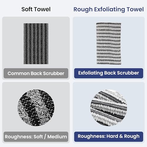 Exfoliating Body Scrubber for Shower - Japanese Back Scrubber, Premium Wash Cloth Towel for Men & Women, Deep Cleansing Exfoliator Loofah Sponge Alternative