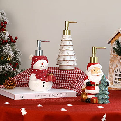 Luxspire Christmas Soap Dispenser with Glittering Sequins, Refillable with Pump, Christmas Bathroom Decor, 10oz - color: White
