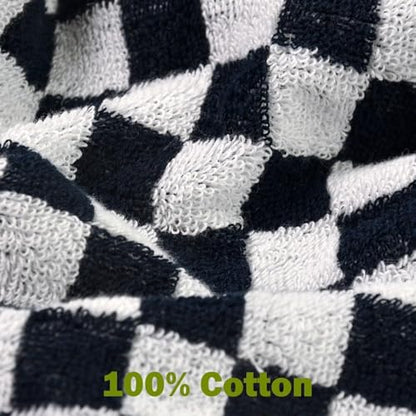 Washcloths 12 Pack Checkered - Wash Cloths for Showering (13"x13") in Black | Multi-Purpose Bathroom Face Cloths, Soft and Quick Dry - color: Black