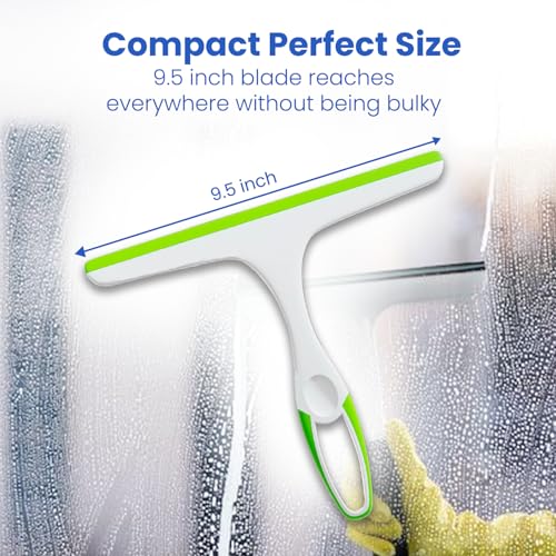 Middleofthemap Shower Squeegee - Flexible Silicone Blade, Lightweight Plastic Handle, Easy Hanging Hook, Attractive Colors, Perfect for Glass Doors, Windows, Tiles, and Mirrors 9.5" (1)