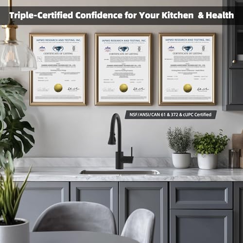 Hibbent Pull Down Spray Head for Kitchen Faucet, NSF/ANSI/CAN 61 & CUPC Certified 3-Function Spray Nozzle, 15 Adapters, Sink Faucet Head Replacement Compatible with Moen, Delta, Kohler, Matte Black - color: Matte Black, style: 1.8 Gallon Per Minute