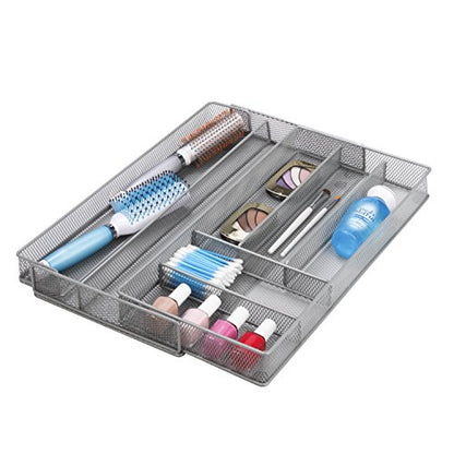 Honey-Can-Do Expandable Steel Mesh Drawer Organizer, 7 Compartments, Silver, Adjustable 11.5 to 20 Inches Wide - size: Medium (Pack of 1), style: 7-Compartment (Expandable)