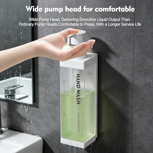 Wall Mounted Lockable Shampoo and Conditioner Dispenser | 17oz Large Pump Head No Drill Refillable ABS Plastic Bottle For Bathroom Shower Commercial Use White 1 Pack - color: White, size: 1