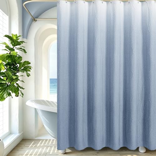 72x78 Long Shower Curtain, Ombre Fog Blue 3D Embossed Half Bath Curtain - color: Ombrefogblue, size: 72"W x 78"L (Pack of 1)
