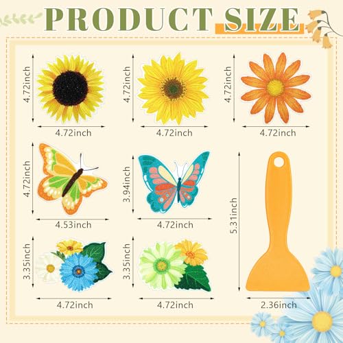 Fullhawl 30 Pcs Butterfly Sun Flower Non Slip Bathtub Stickers 4.72 x 4.72 Inch Anti Slip Shower Floor Sticker Applique Adhesive Decals Treads with Scraper for Bathtub Bathroom Shower Floor - style: Floral