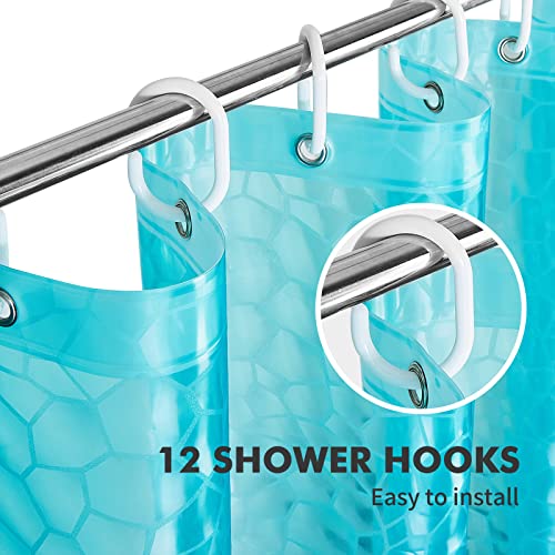 Bostofy Shower Curtain Liner,Waterproof Heavyweight 8g EVA Shower Liner with 3 Magnets and 12 Rustproof Metal Grommets, 72" W x 84" L - color: Blue Cube, size: 72"W x 84"L (Pack of 1)