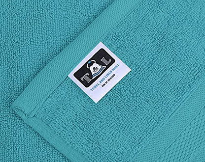 Towel and Linen Mart 4 Pieces Bath Towel Sets - Teal - 2 ply Low Twist Luxurious,Quick Dry, Extra Absorbent, 100% Ring Spun Cotton 600 GSM (27 x 54, Pack of 4) - color: Teal