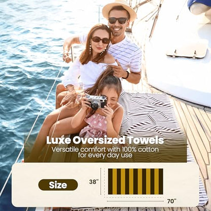 Gold CASE Turkish Beach Towel Set of 5 – 100% Cotton Beach Towels Oversized 70x38'' – MYRA Quick Dry Swim Towel – Lightweight Turkish Towels Set in Multi Color - color: Multi-1, size: Beach-Bath Towel Set of 5