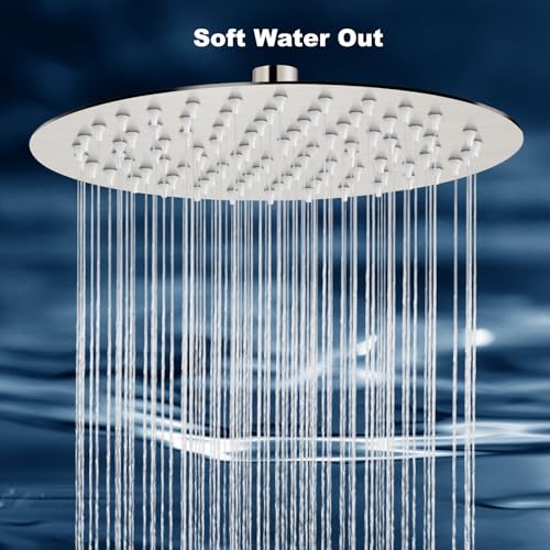 Midanya Round Rain Shower Head,High Pressure,Brushed Nickel 12 Inch | 360°Swivel,Ceiling or Wall Mount,Waterfall Full Body Coverage,Bathroom Remodel,Stainless Steel Large Rainfall Shower Head - color: Nickel, size: 12 Inch