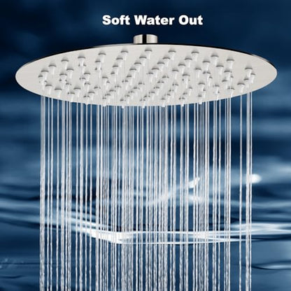 Midanya Round Rain Shower Head,High Pressure,Brushed Nickel 12 Inch | 360°Swivel,Ceiling or Wall Mount,Waterfall Full Body Coverage,Bathroom Remodel,Stainless Steel Large Rainfall Shower Head - color: Nickel, size: 12 Inch