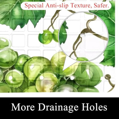 Bathtub Mats for Shower Tub, Watercolor Seamless Green Grapes Anti-Slip Bath Mats for Inside Tub, Bathroom Shower Mats with Drain Holes and Suction Cups - color: Multi 03