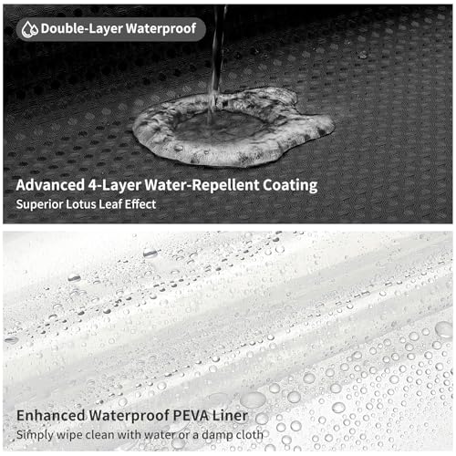 QiyI 3 in 1 Waffle Shower Curtain Set with Liner, Black, 72 x 72 | Shower Curtain and Liner Set with Hooks, Waterproof Bathroom Curtain with PEVA Liner & 12 Double Sided Clear Plastic Rings - color: Black, size: 72"W x 72"L (Pack of 1)