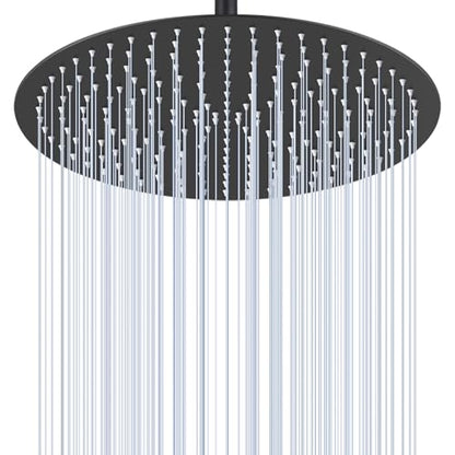 16 inch Matte Black Round Ceiling Rainfall Shower Head, All Metal Stainless Steel 304, Full Body Rainfall Shower with 230 Silicone Nozzles - color: Matte Black, size: 16 Inch