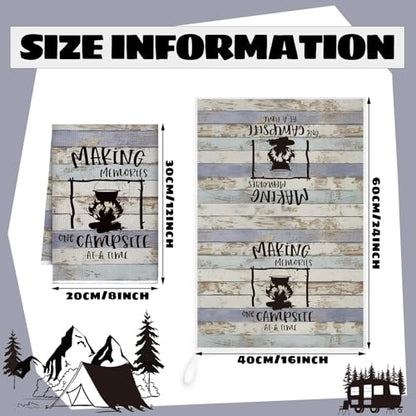 Boyiee Set of 6 Camping Kitchen Towels Happy Camper Tea Towels | Absorbent Farmhouse Dish Towels with Funny Sayings 24 x 16 Inches Camping Hand Towels for Rv Campers Lovers Gifts Accessories - color: Rustic