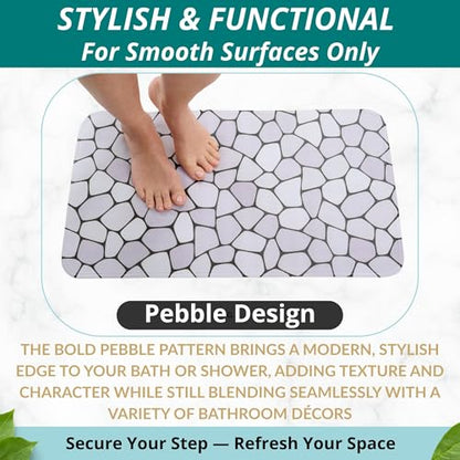 ENKOSI Bath Mat for Tub and Shower Floors - Non Slip Shower Mat – Anti Slip Bathtub Mat with Strong Suction Cup Grip – Soft, Pebble Print Bathroom Mat for Inside Bath and Showers (28x16 Pebble) - color: Pebble