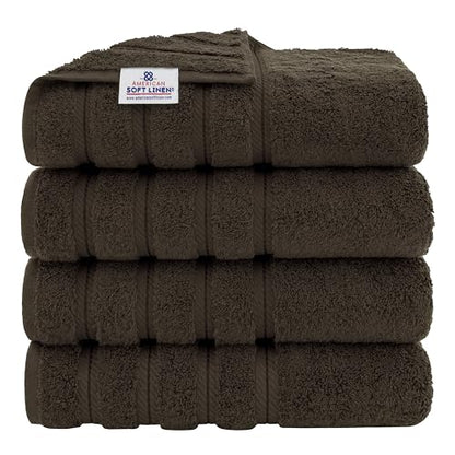 American Soft Linen 100% Cotton Luxury Turkish Towels, 4 PC Bath Towel Set | Soft Absorbent Quick Dry OEKO Tex Standard 100 Certificated Durable Machine Washable Premium Hotel Quality - color: Chocolate Brown, size: 27"x54"