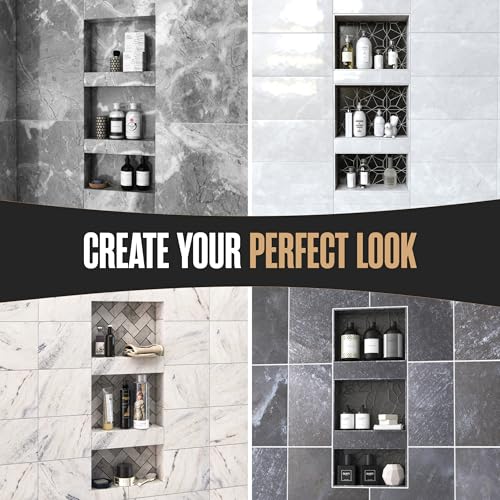Shower Niche Recessed Bathroom Storage Inset Shelves Soap Box 12x20 + 12x6 | Houseables Shower Niche Insert Tile Ready, in Wall Shelf, Cubby Inserts, Recessed Shampoo Caddy, Built in Nook, Prefab - size: 12 x 6 inches (ID) & 12 x 20 inches (ID)