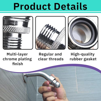 3PCS 1/2 Inch NPT Ball End Shower Arm Adapter for Vintage 14UN & 20UN Arms | Converts To 1/2'' Standard Fittings, Male Pipe Thread Old Style Head