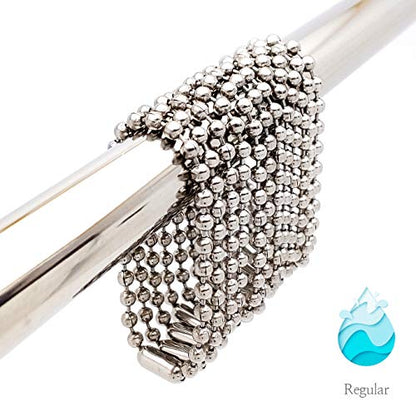 Nickel Shower Curtain Hooks, 6 Inch Ball Chain Design, 12 Pack Rust-Resistant Metal Curtain Rings for Bathroom Rods, Heavy Duty 4.5mm Shower Curtain Hangers - color: Nickel, size: 6 Inch