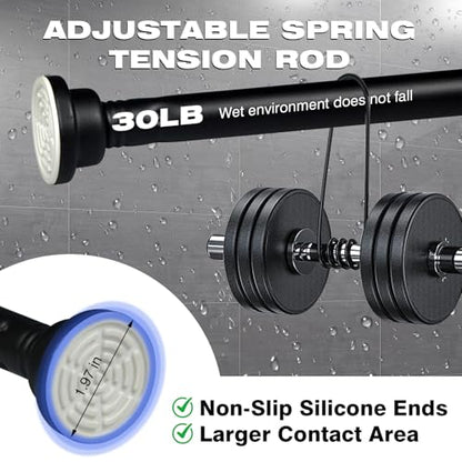 Adjustable Tension Shower Curtain Rod - No Drilling Spring Tension Shower Rod for Bathroom/Indoor Use, 17-82in Telescoping Bath Curtain Pole,Anti slip adjustment,Equipped with a fastener