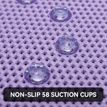 Bathtub Mat Non Slip 36” X 17” Purple Shower Mat Soft Foam Bath Mats for Bathroom Tub, Bathtub Mat with Drain Holes, Suction Cups, Shower Mat Non Slip - color: P-purple