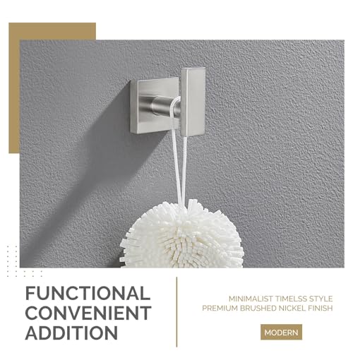Angle Simple Towel Hook Brushed Nickel, Robe Coat Hand Towel Holder | Rustproof SUS304 Stainless Steel, Square Hook for Bathroom Shower Closet, Solid and Heavy Duty, Screws Mounted - color: Brushed Nickel