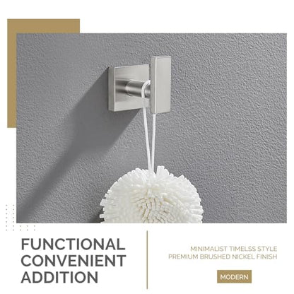 Angle Simple Towel Hook Brushed Nickel, Robe Coat Hand Towel Holder | Rustproof SUS304 Stainless Steel, Square Hook for Bathroom Shower Closet, Solid and Heavy Duty, Screws Mounted - color: Brushed Nickel