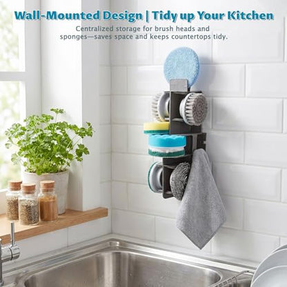 Wall Mount Organizer Rack for Electric Spin Scrubber | Hanging Rack Handle Dia. under 1 inch,Storage Holder, Cleaning Brush Caddy for Bathroom Kitchen