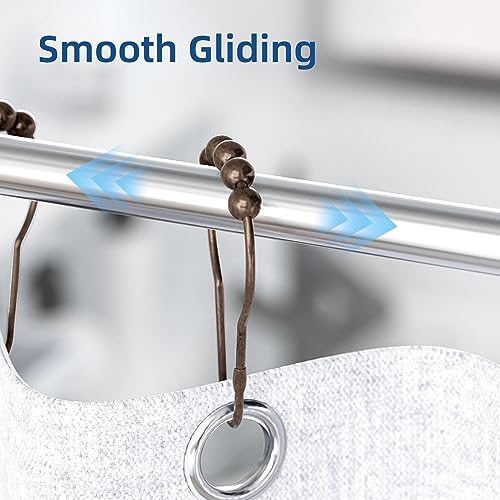 Titanker Shower Curtain Hooks Rings, Rust-Resistant Metal Shower Curtain Hooks for Bathroom Shower Rods Shower Hooks Shower Rings for Curtain - Set of 12, Bronze - color: Bronze