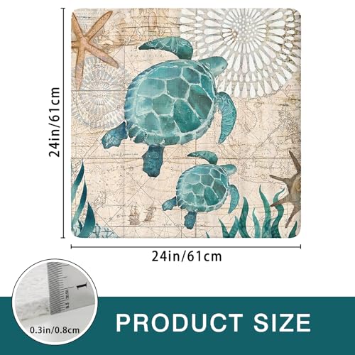 Sea Turtle Shower Mats for Inside Shower, Square Non Slip Bath Mat Cute Shower Matt for Bathroom Floor Easy Cleaning Loofah Bathmat, Quick Drying Textured Surface Shower Foot Scrubber Mat, 24″X24″ - color: D04