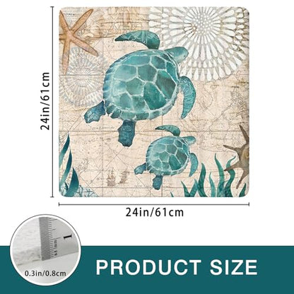 Sea Turtle Shower Mats for Inside Shower, Square Non Slip Bath Mat Cute Shower Matt for Bathroom Floor Easy Cleaning Loofah Bathmat, Quick Drying Textured Surface Shower Foot Scrubber Mat, 24″X24″ - color: D04