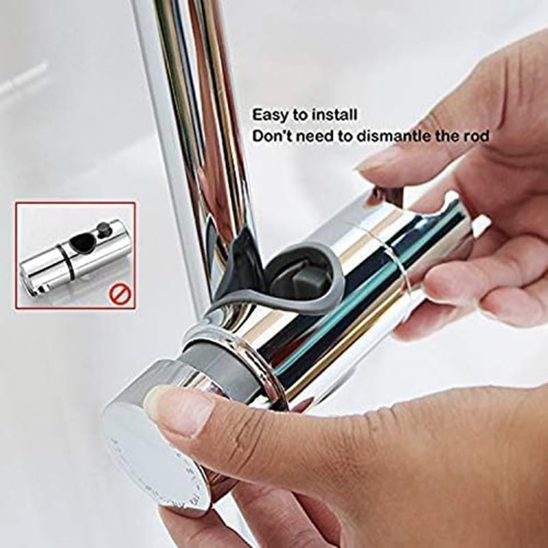 Adjustable Shower Head Holder for Slide Bar 18-25MM, ABS Chrome | Universal 18-25MM O.D. Rail Head Bracket Holder for Slider Clamp Bathroom Replacement 360 Degree Rotation Sprayer Holder