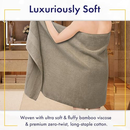 Alusa Home Ultra Soft & Plush Viscose from Bamboo Bath Towels - 700 GSM Luxury Bath Towels - 6 Piece Set - Super Absorbent & Quick Drying (Taupe) - color: Taupe, size: 6pc Towel Set