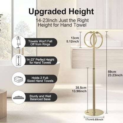 Adjustable Gold Towel Rack,Freestanding Bathroom Towel Holder - color: Gold