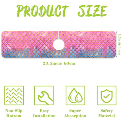 Faucet Mat Sink Splash Guard 23.5"X5.5" | Fish Scales Absorbent Drying Mat Sink Gadgets Splash Guard Behind Faucet Drip Catcher for Kitchen Bathroom 23.5"X5.5" - size: 23.5" x 5.5"