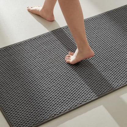 TYUU Bathroom Rugs Non Slip Washable, Super Absorbent Thin Bath Mat Quick Dry Low Pile Bathroom Rug, Dark Grey 24"x47" - color: Dark Grey, size: 2' X 3'11" (Rectangular)