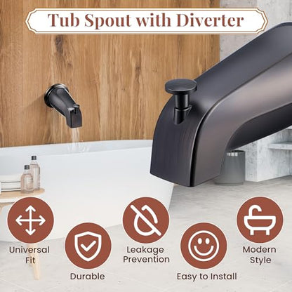 Dreyoo Tub Spout, Tub Faucet for Bathtub (Oil Rubbed Bronze,Simple) | Bathroom Bathtub Faucet with Adapters, Hex Wrench, Universal Faucet for Bathtub Fits 1/2" Copper Pipe, 1/2" IPS and 3/10" IPS - color: Oil Rubbed Bronze, style: Simple