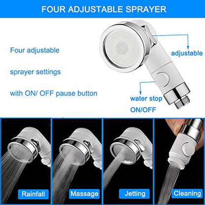 Sink Faucet Hose Shower Sprayer Attachment for Hair Washing&Pet Shower,Water Saving Aerator with 3-Way Diverter Valve for Bathroom Bathtub, Kitchen Faucet, Utility Laundry Tub(White) - color: White with 79" Hose
