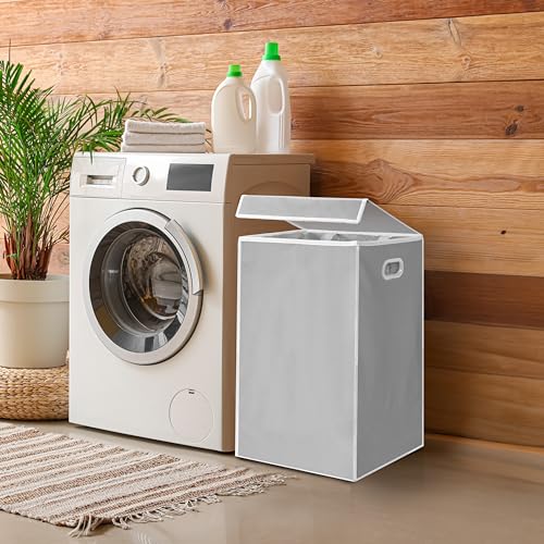Simple Houseware Foldable Laundry Hamper Basket with Lid and Bag, Gray - color: Grey