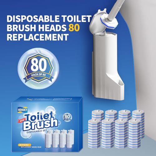 Hohoky 80Pcs Toilet Brush Refills for Disposable Toilet Bowl Brush Scrubber Cleaner Refill Pads,Toilet Brush Replacement Compatible Heads with Most Toilet Brushes Scrubber