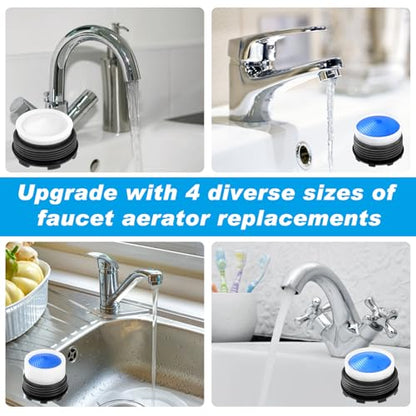 28 pcs Faucet Aerators with 5 Pcs Faucet Aerator Key Aerators Replacement Inserts for Sink M16.5 18.5 21.5 24 mm for Bathroom or Kitchen